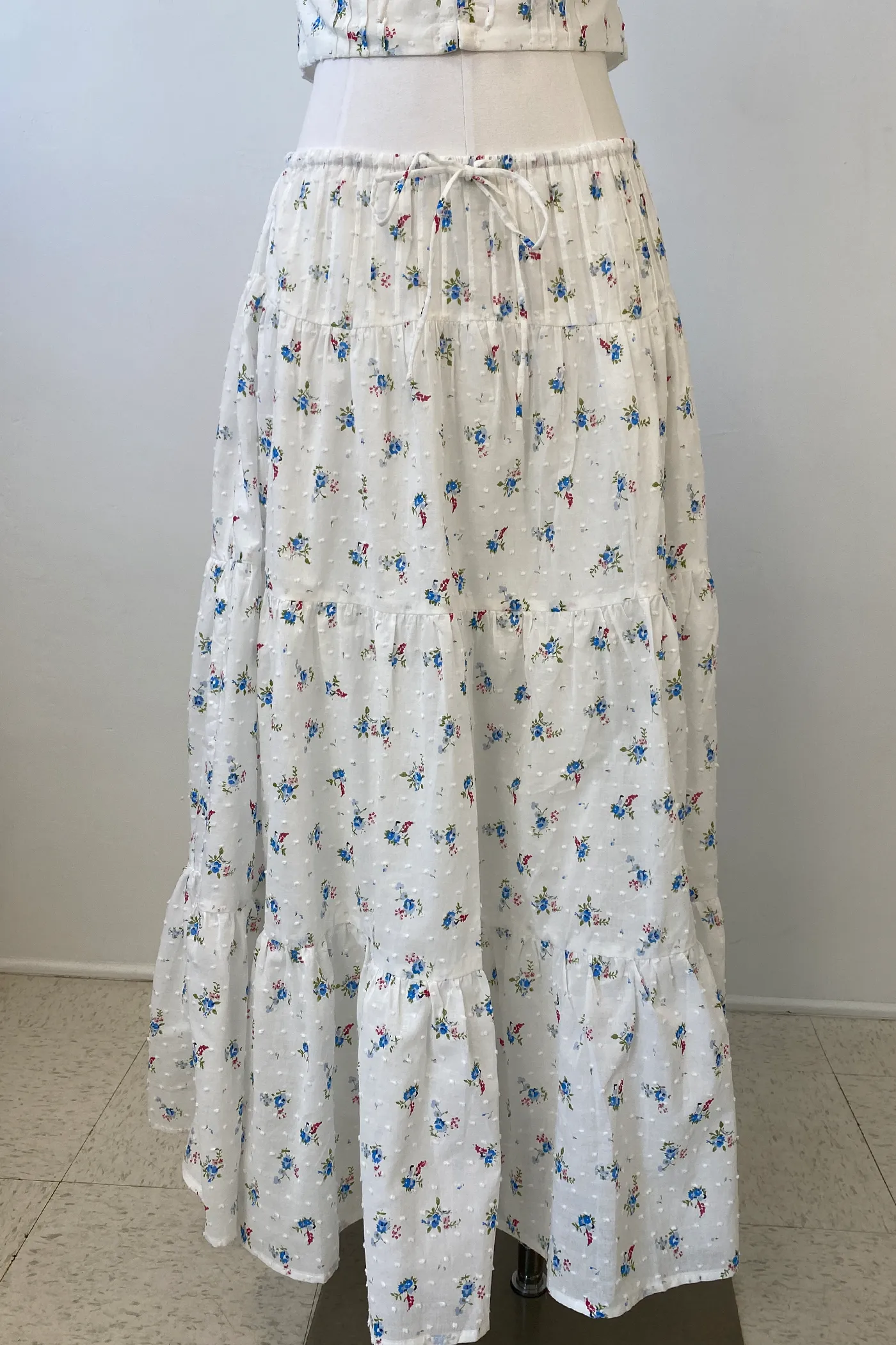 Textured Floral Maxi Skirt