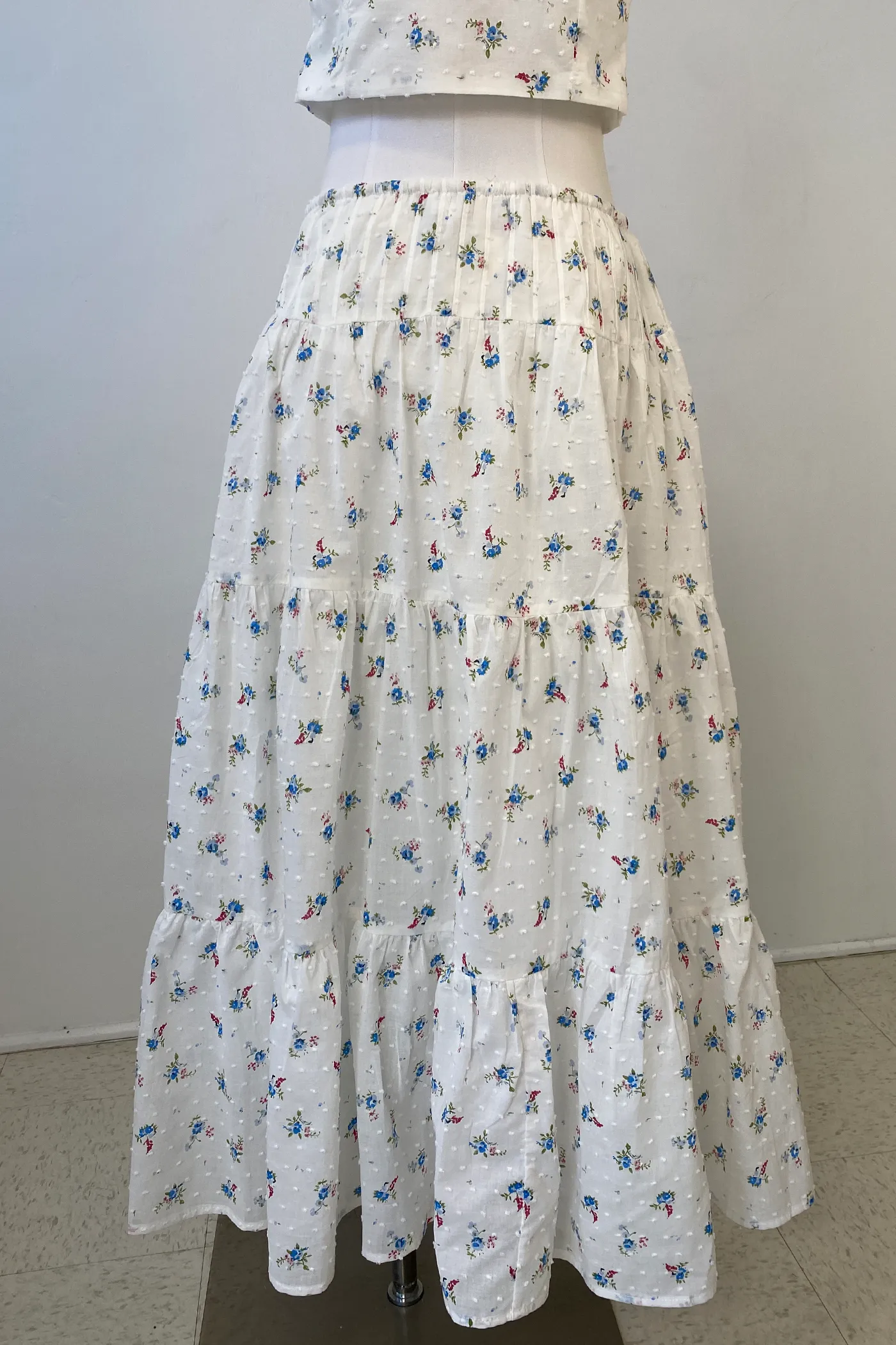 Textured Floral Maxi Skirt