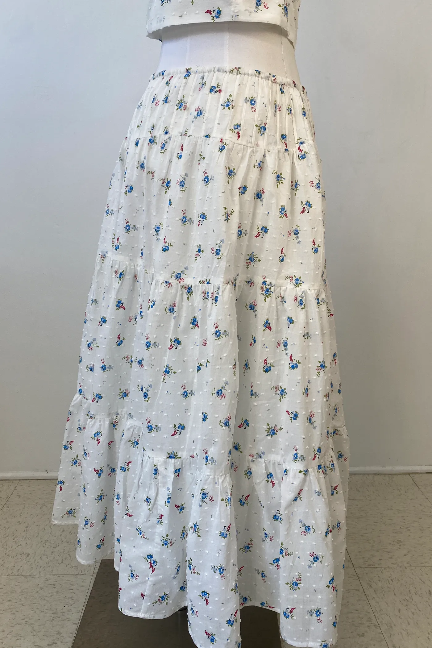 Textured Floral Maxi Skirt