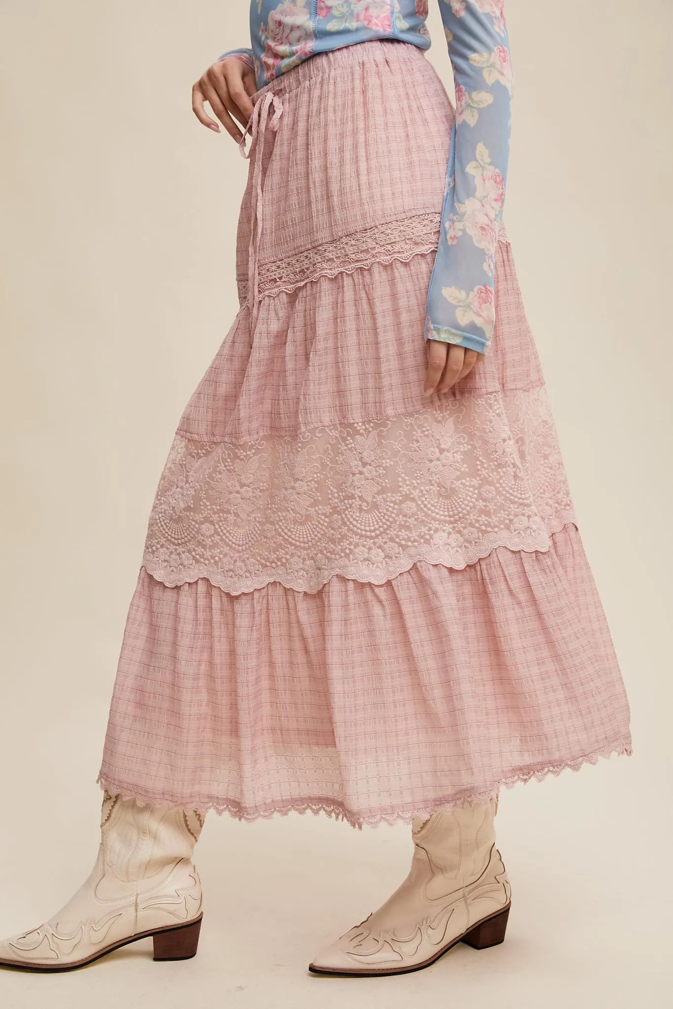 Tiered Lace Maxi Skirt