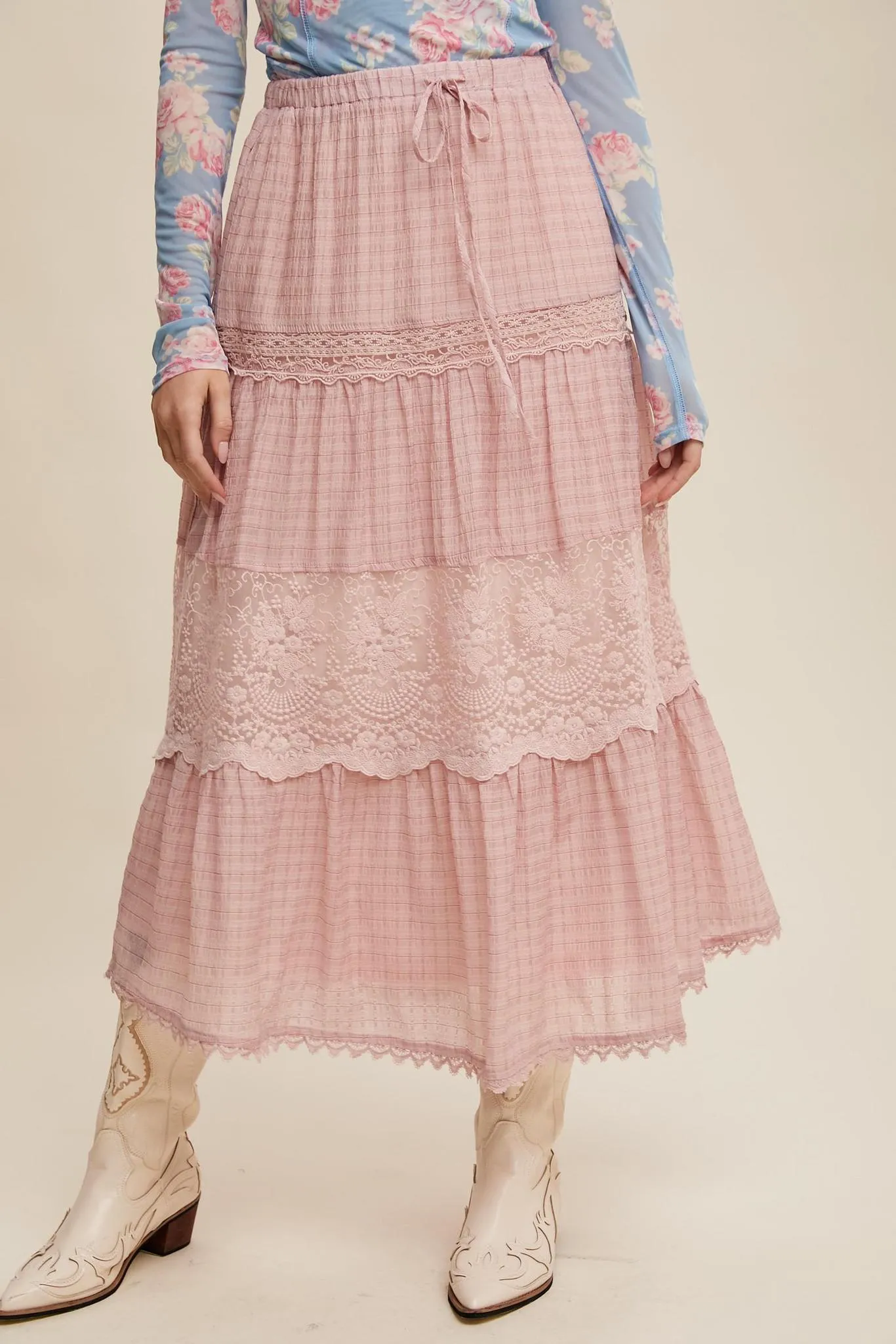 Tiered Lace Maxi Skirt