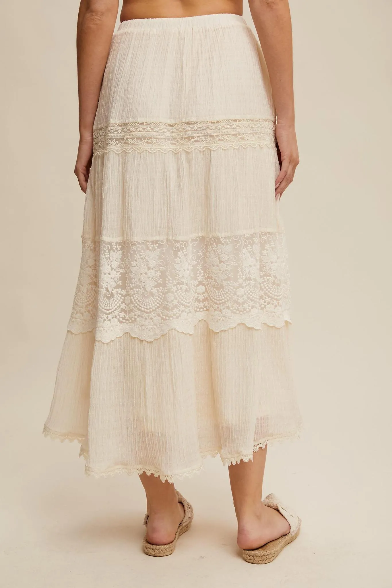 Tiered Lace Maxi Skirt