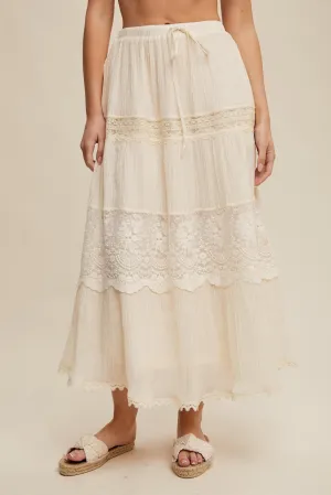 Tiered Lace Maxi Skirt
