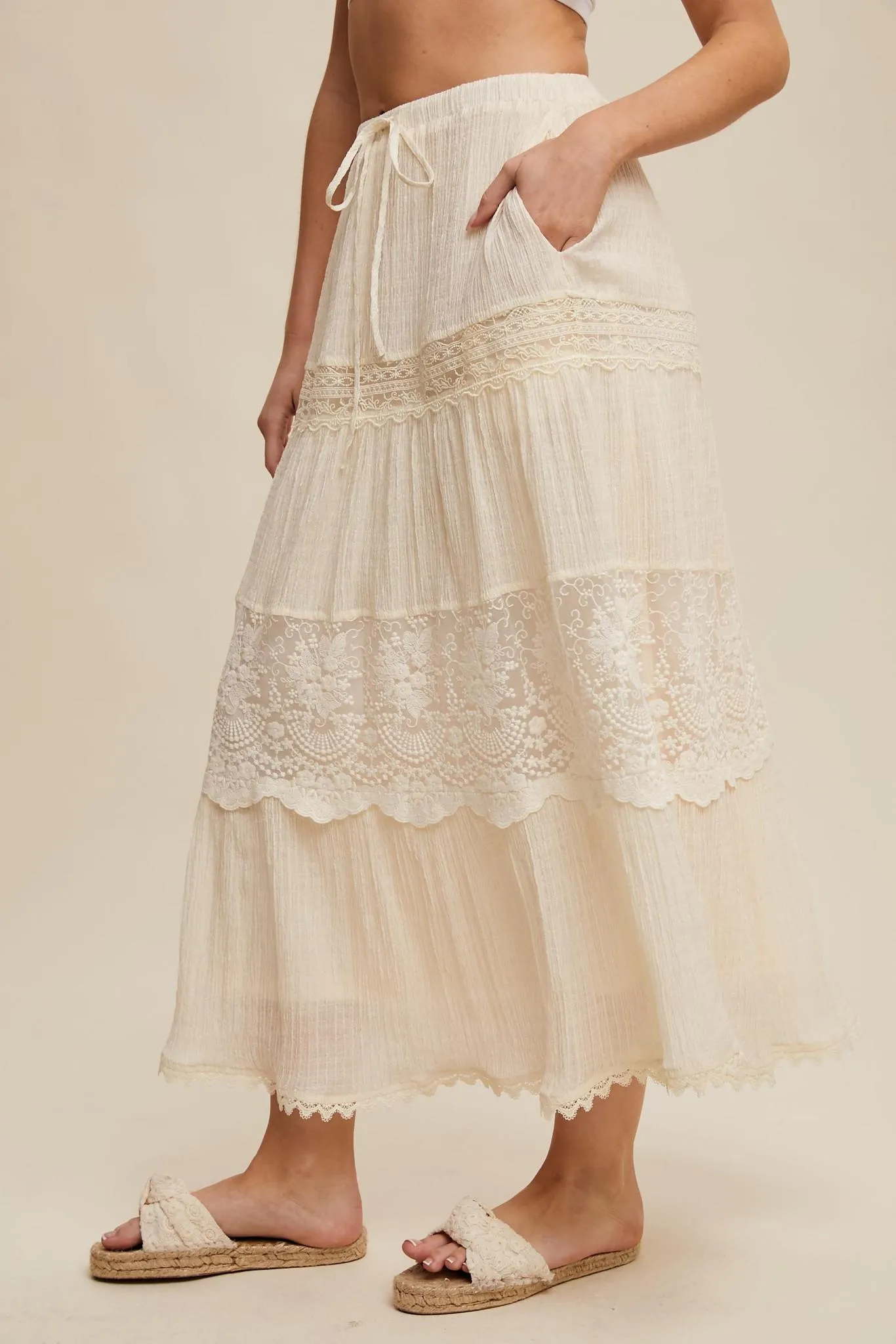 Tiered Lace Maxi Skirt