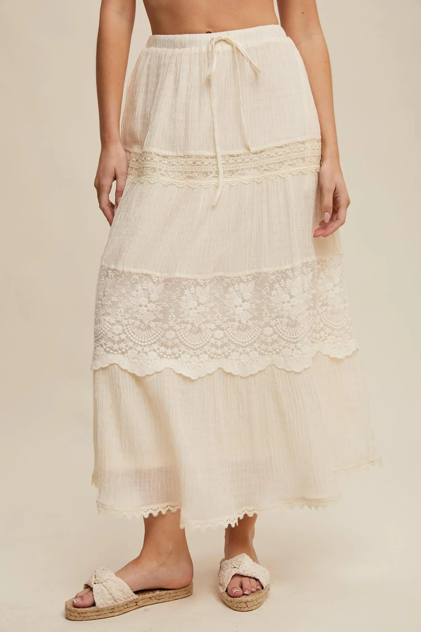 Tiered Lace Maxi Skirt