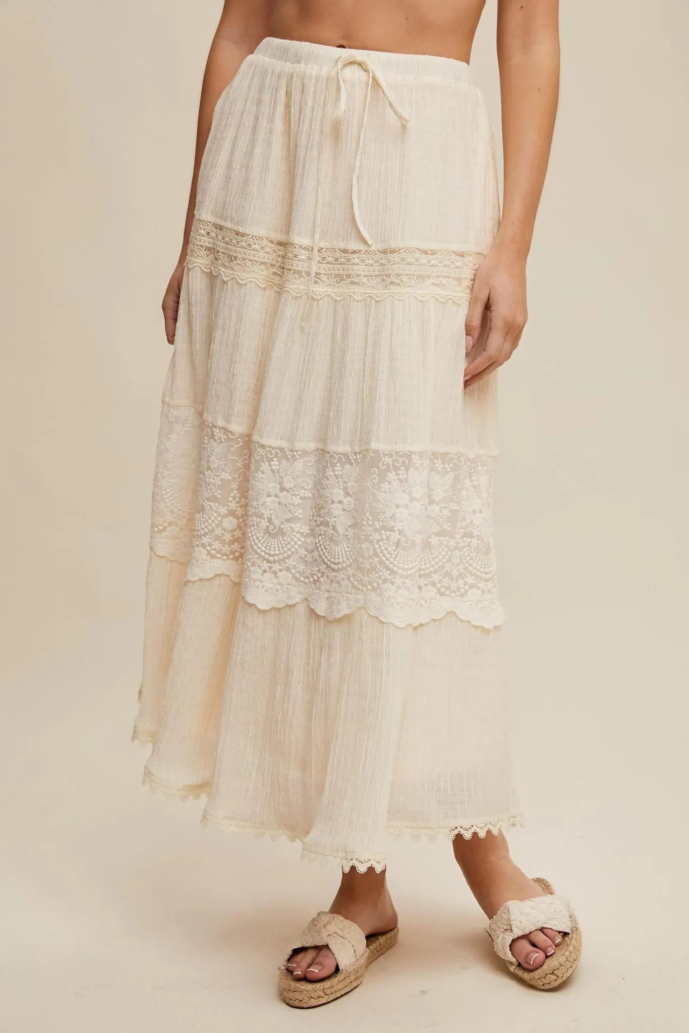 Tiered Lace Maxi Skirt