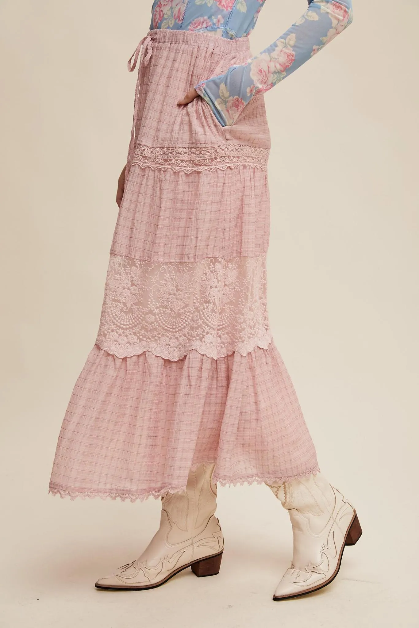 Tiered Lace Maxi Skirt