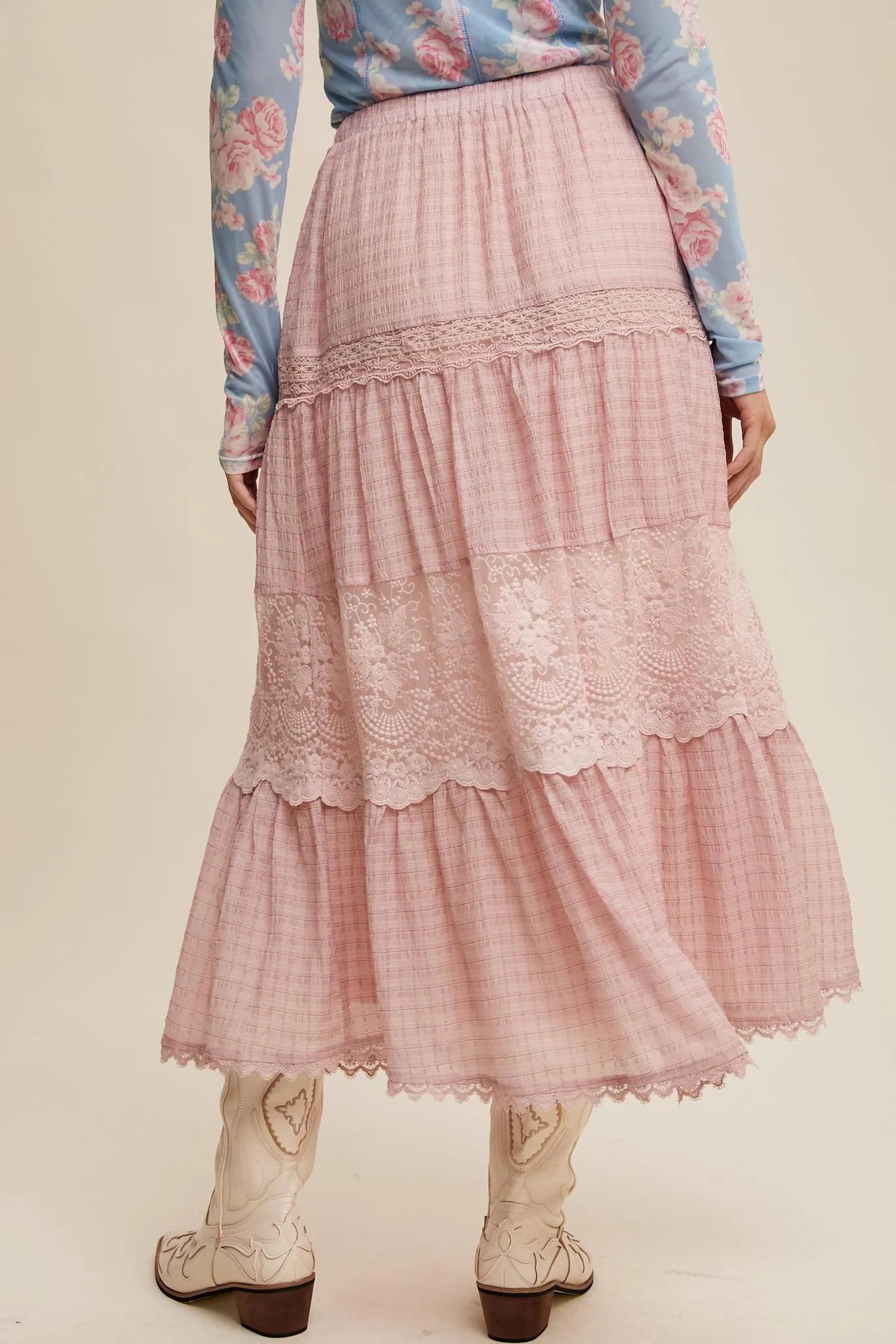Tiered Lace Maxi Skirt