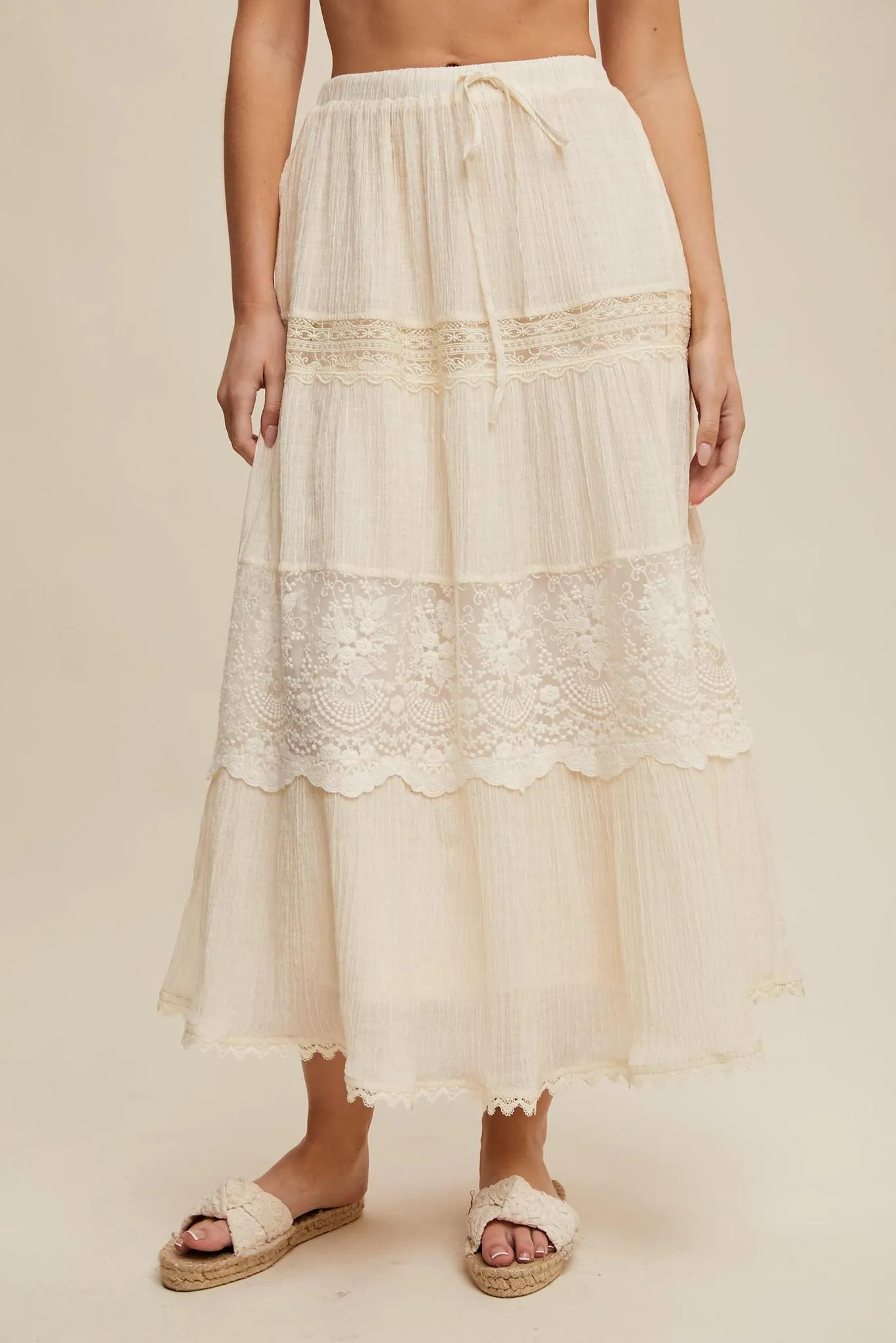 Tiered Lace Maxi Skirt