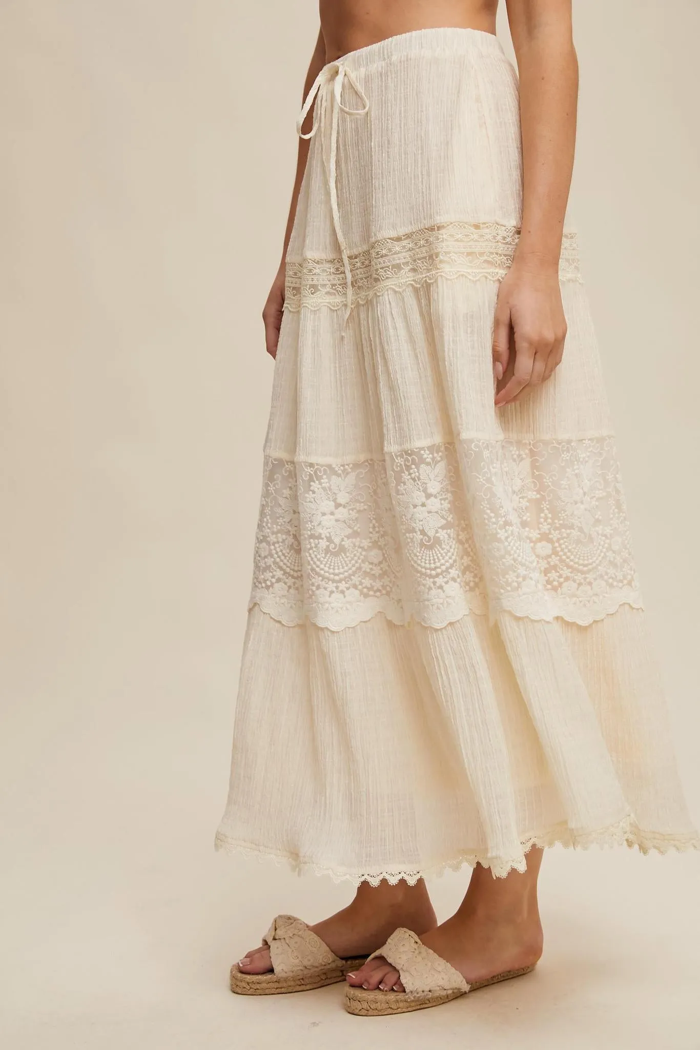 Tiered Lace Maxi Skirt