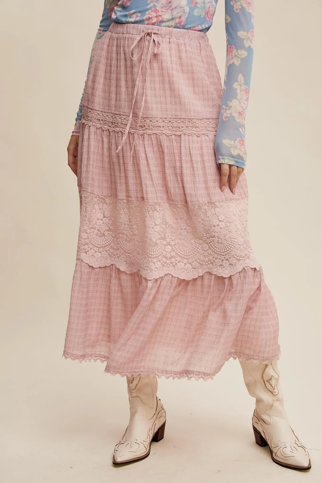 Tiered Lace Maxi Skirt