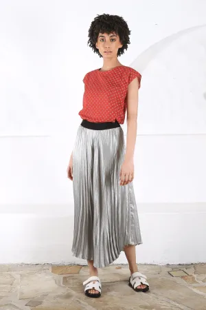Tiger Lily Pleated Skirt Silver