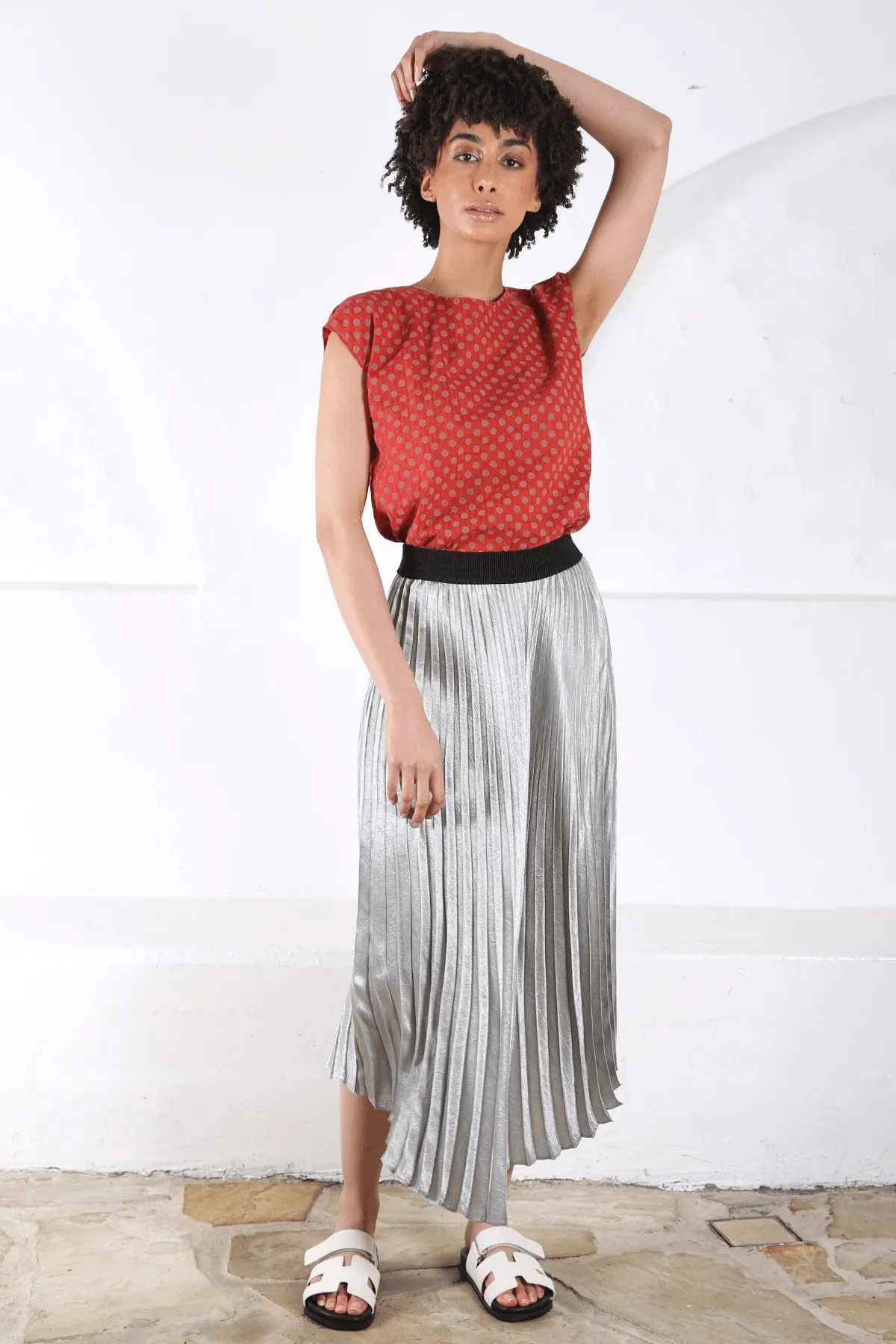 Tiger Lily Pleated Skirt Silver