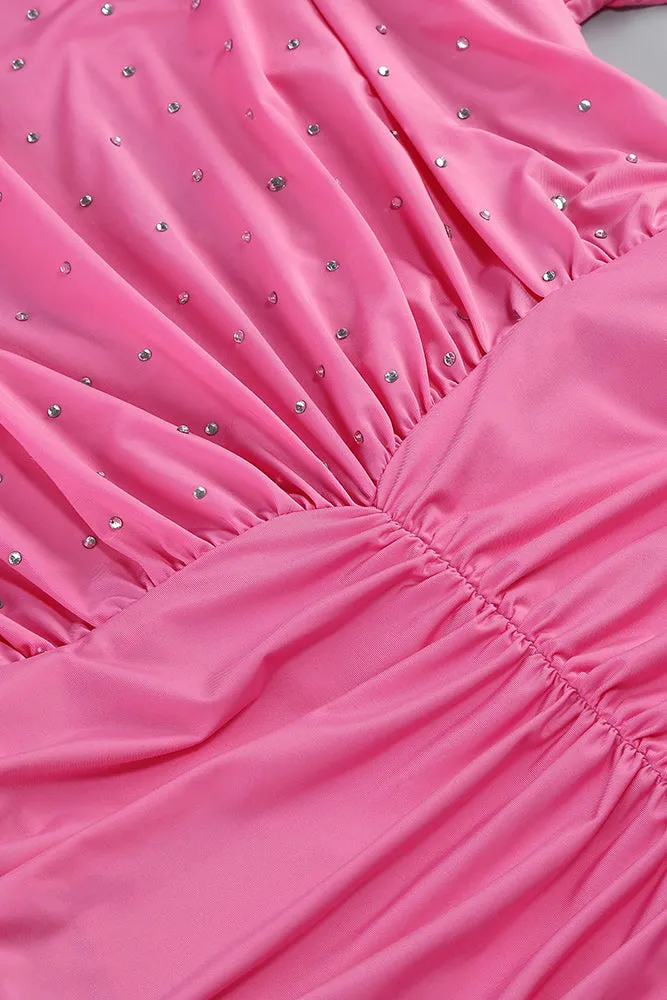 Turtle Crystal Embellished Draped Mini Dress
