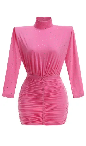 Turtle Crystal Embellished Draped Mini Dress