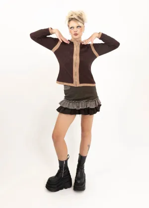 Tweed ruffle mini skirt
