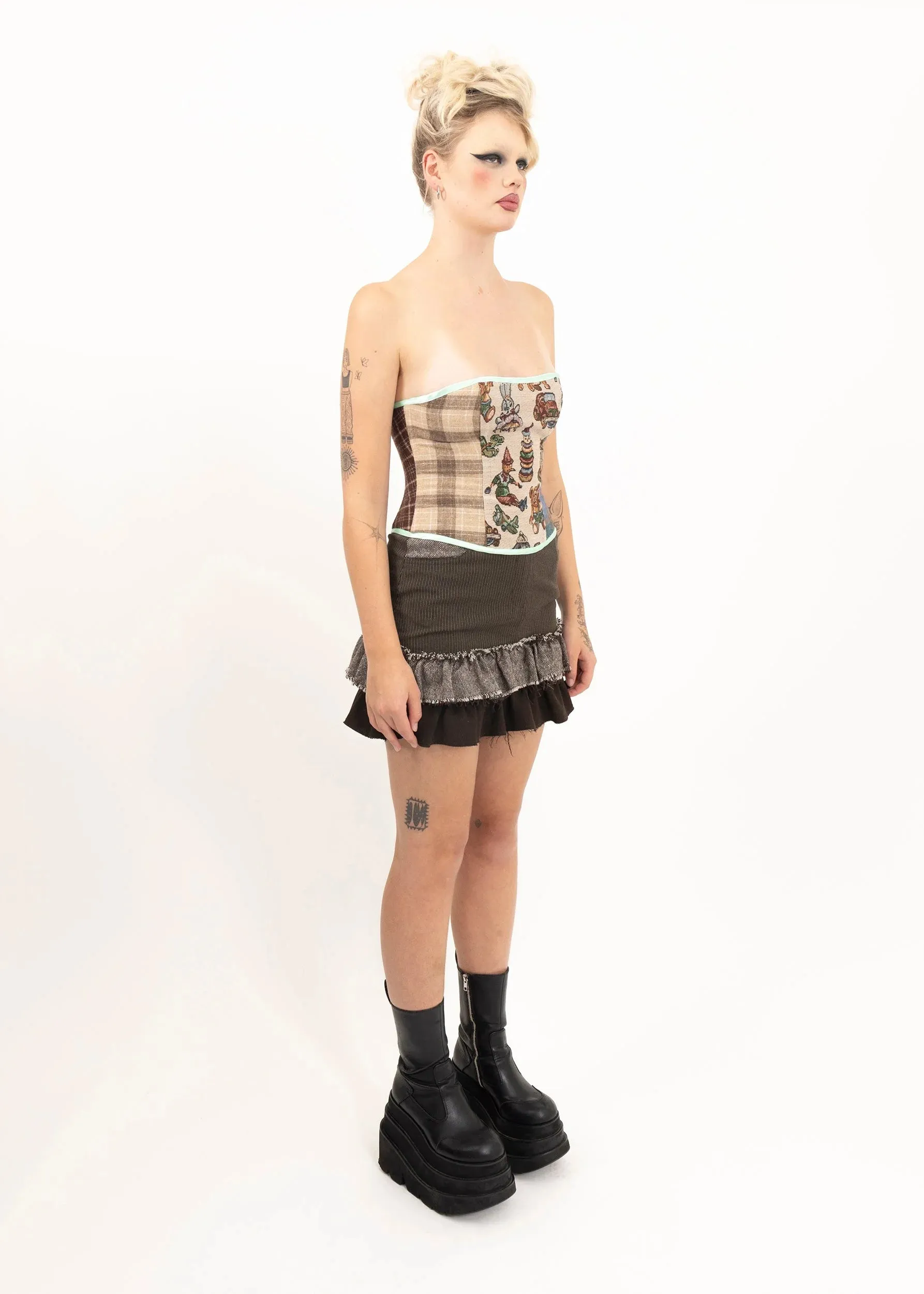 Tweed ruffle mini skirt
