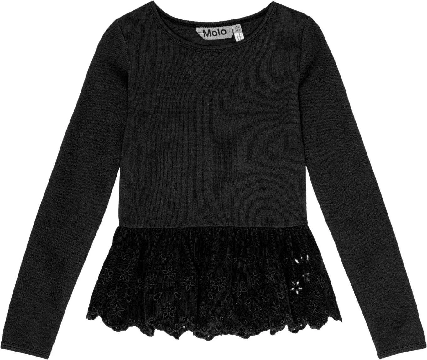 Tween Tops | Riana Black Long Sleeve Peplum Top | Molo