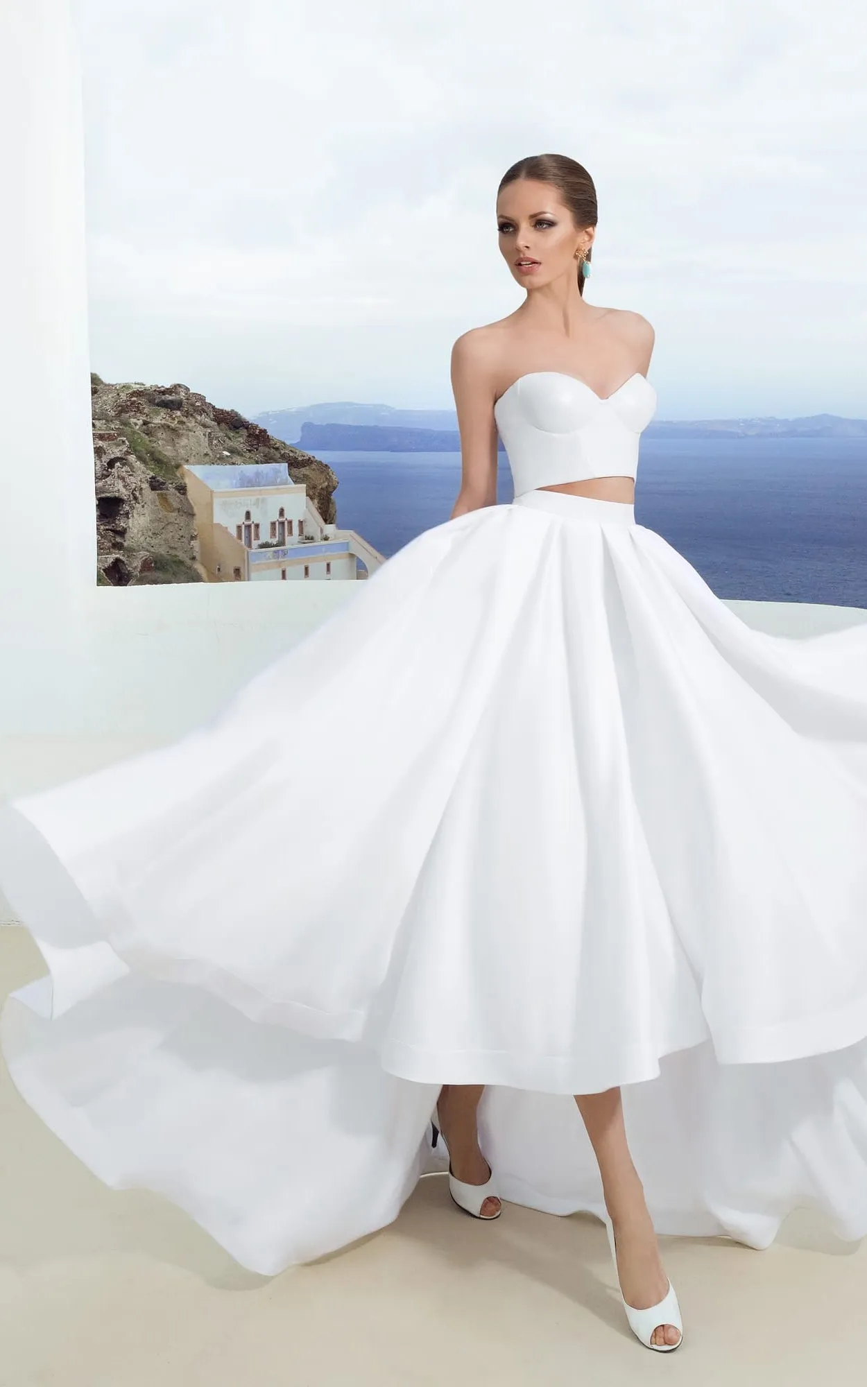 Two Pieces High Low Sweetheart Sleeveless Simple Dress-714279