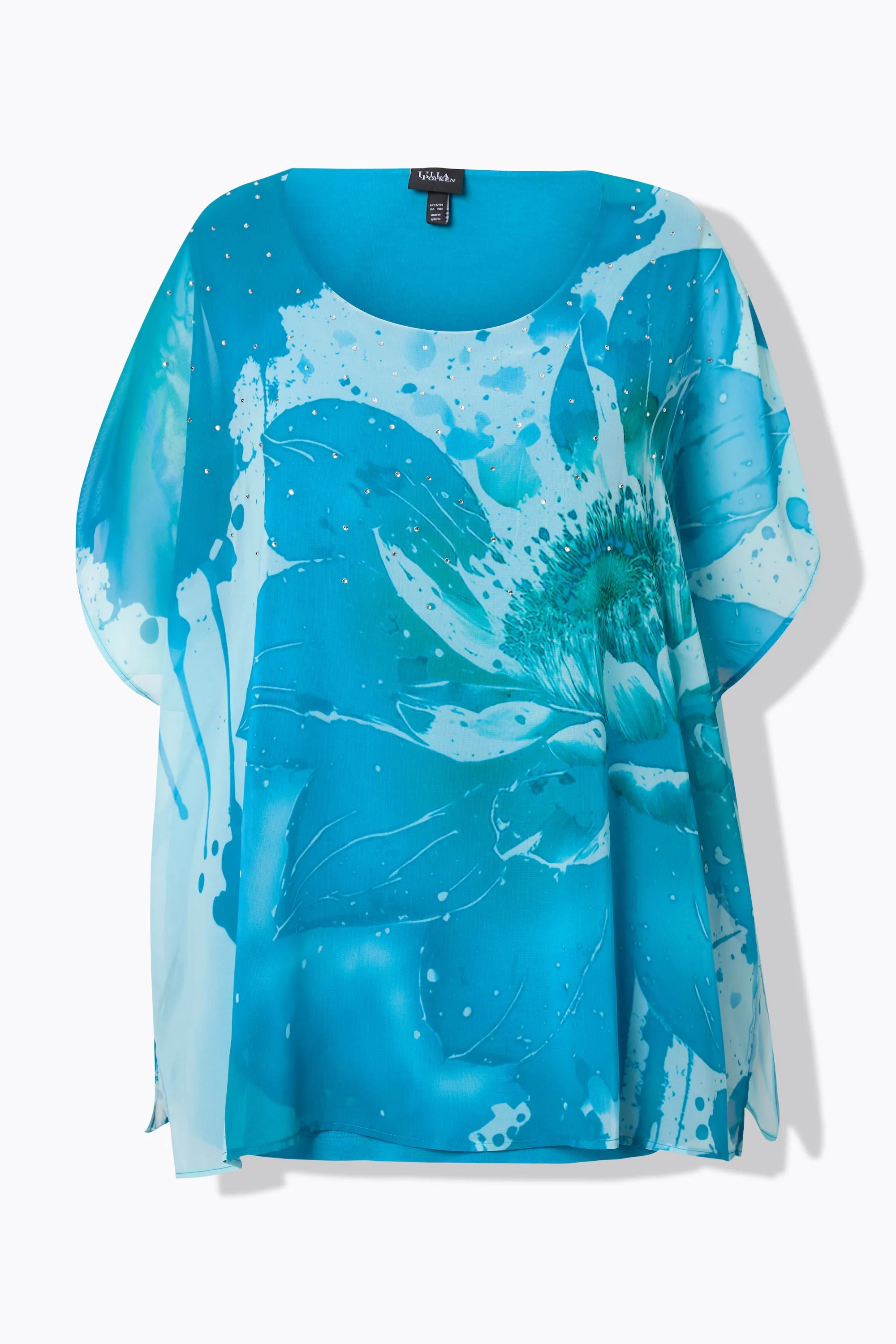 Ulla Popken Sheer Blouse in Turquoise