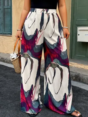 Vacation Style Printed Wide Leg Pants