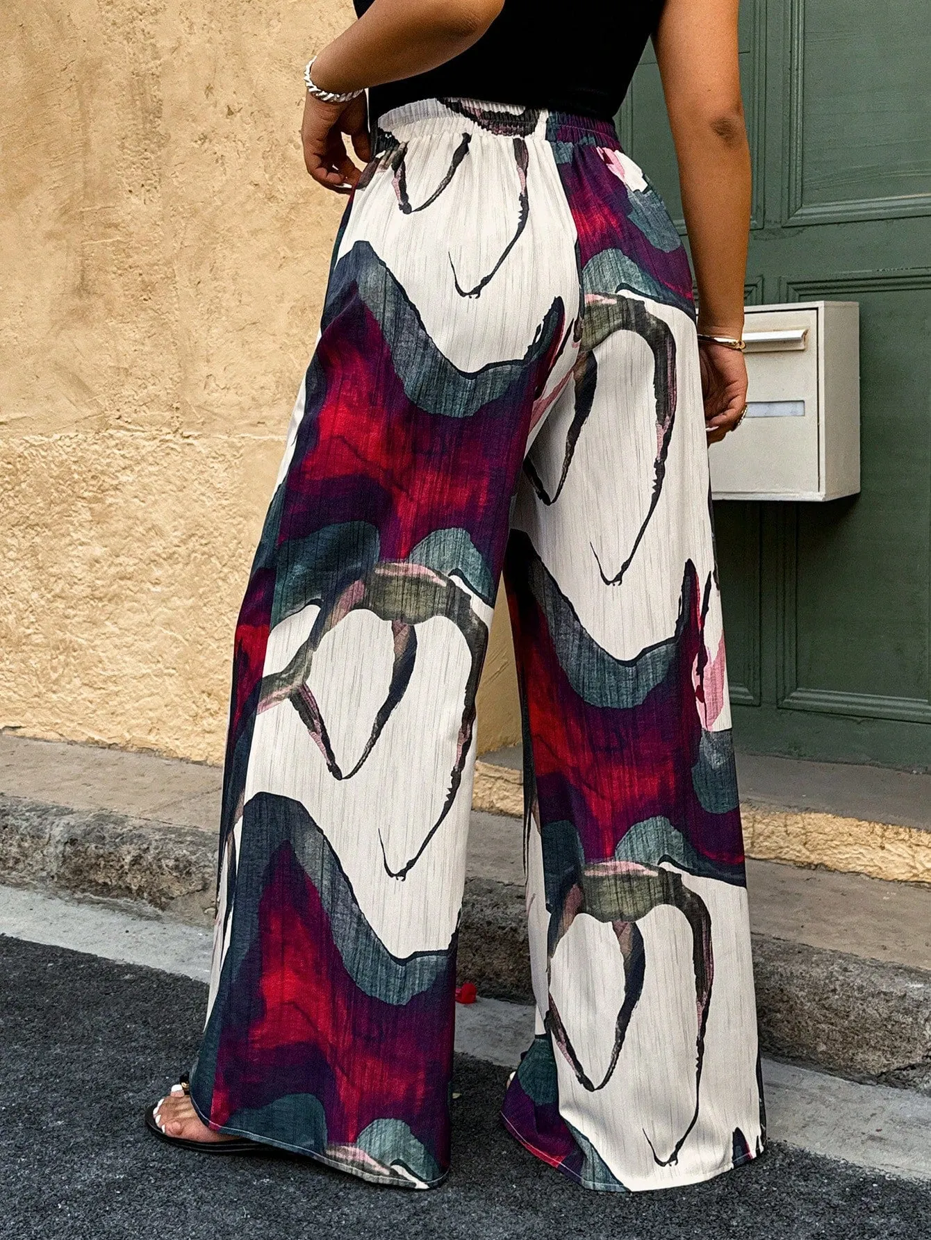 Vacation Style Printed Wide Leg Pants