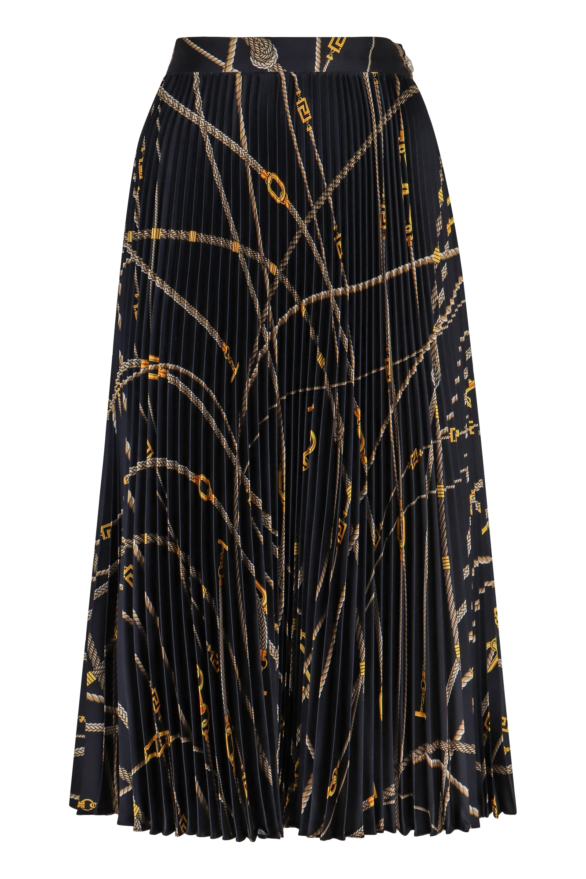 VERSACE Pleated Midi Skirt with Nautical Print