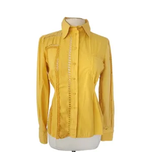 Vintage Yellow Shirt Philosophy Alberta Ferretti Crochet Trim Blouse / S