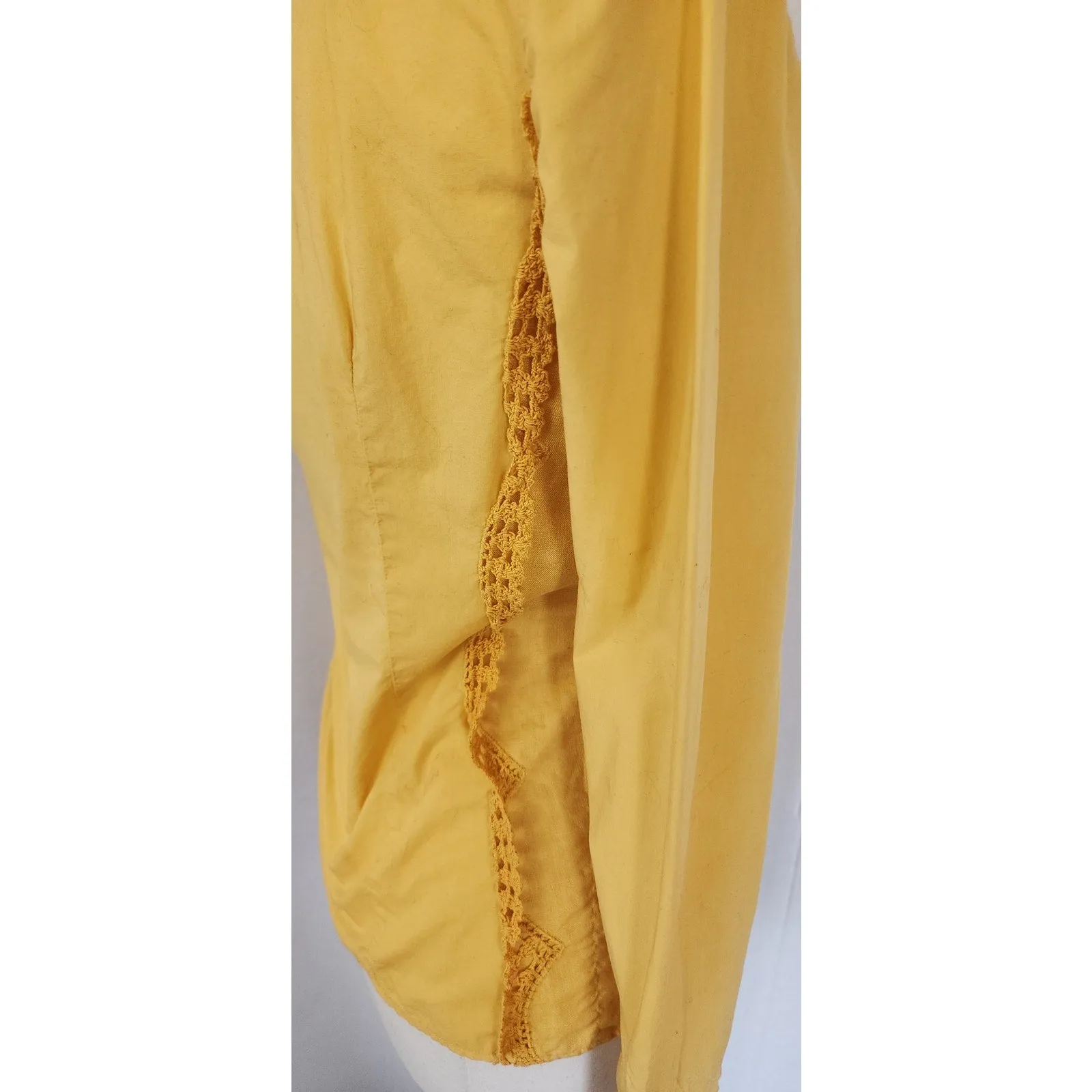 Vintage Yellow Shirt Philosophy Alberta Ferretti Crochet Trim Blouse / S