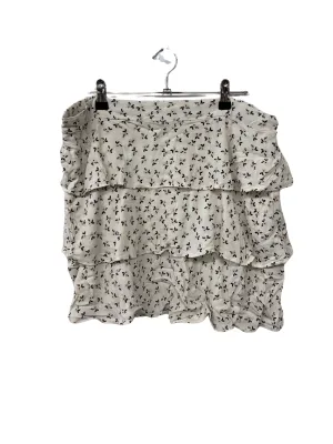 White, Black & Pink Tiered Ruffle Skirt
