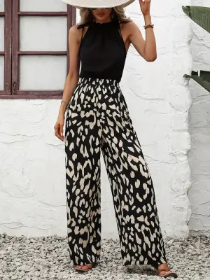 Wide-Leg Leopard Print Jumpsuit by Ledi