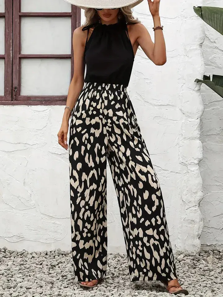 Wide-Leg Leopard Print Jumpsuit by Ledi