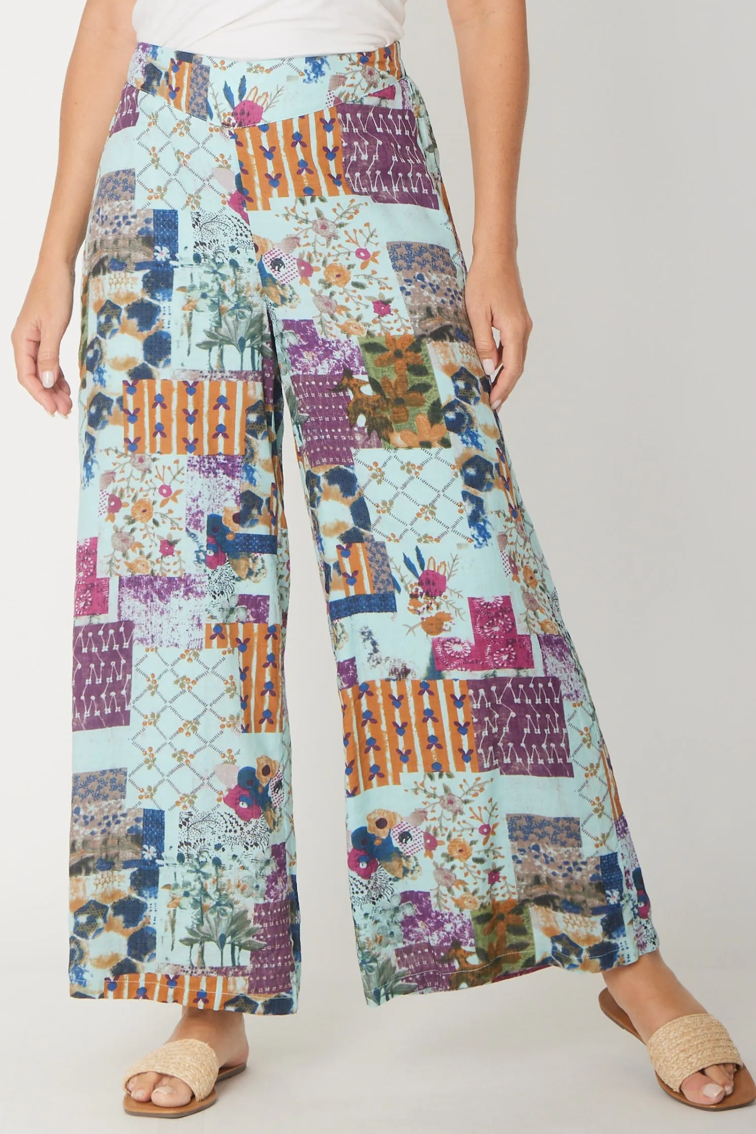 Wide Leg Lined Pant- Mint- 30829