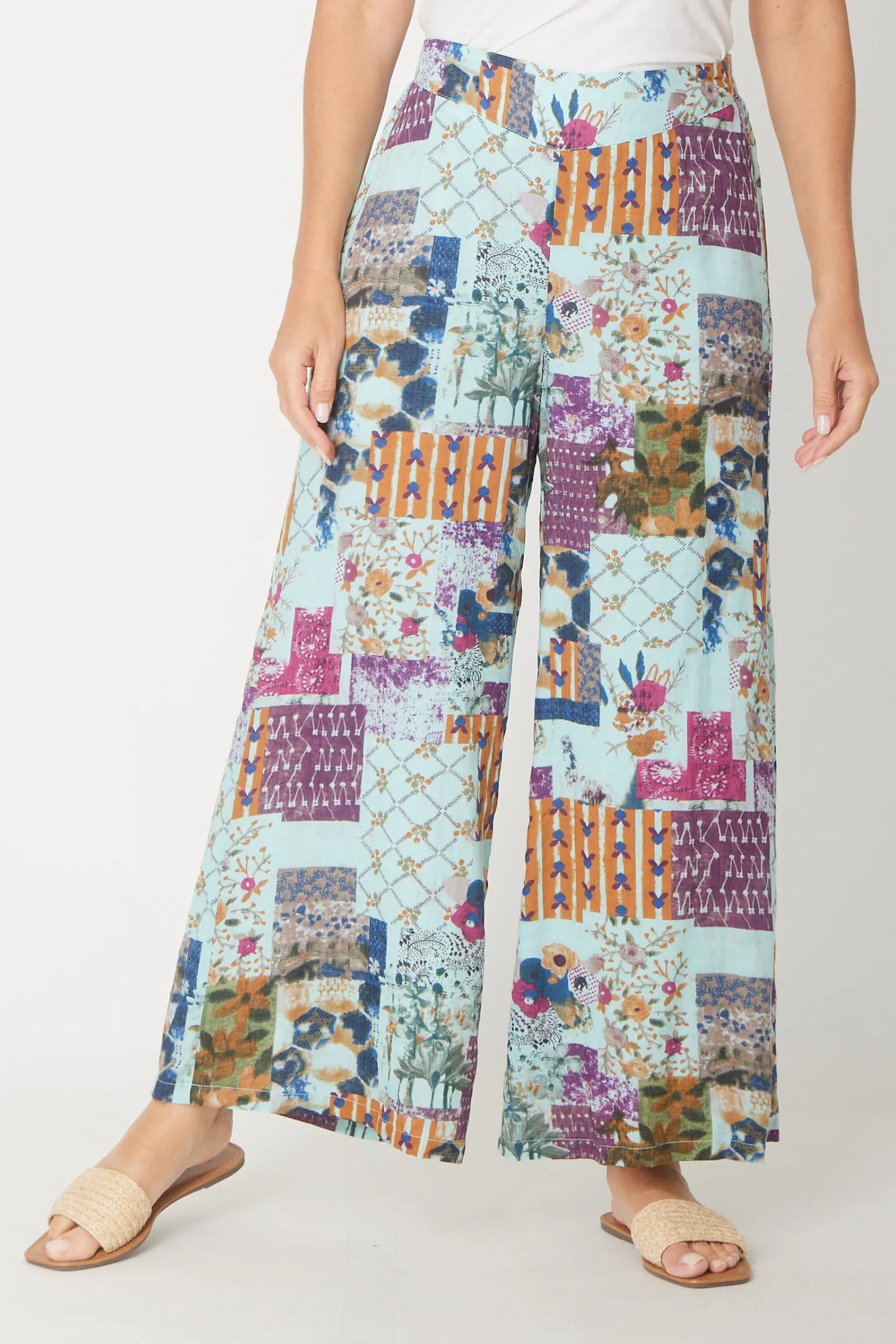 Wide Leg Lined Pant- Mint- 30829