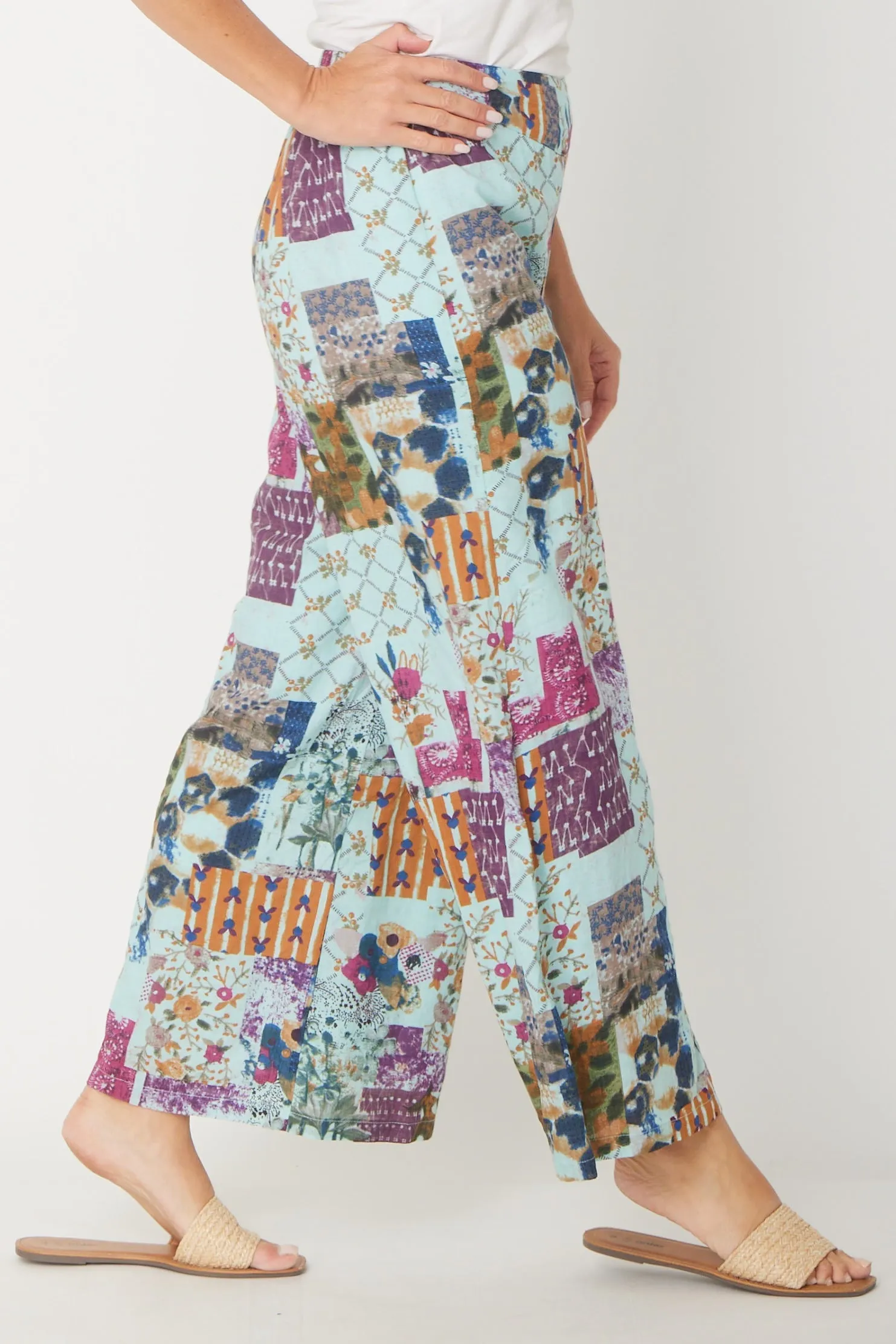 Wide Leg Lined Pant- Mint- 30829