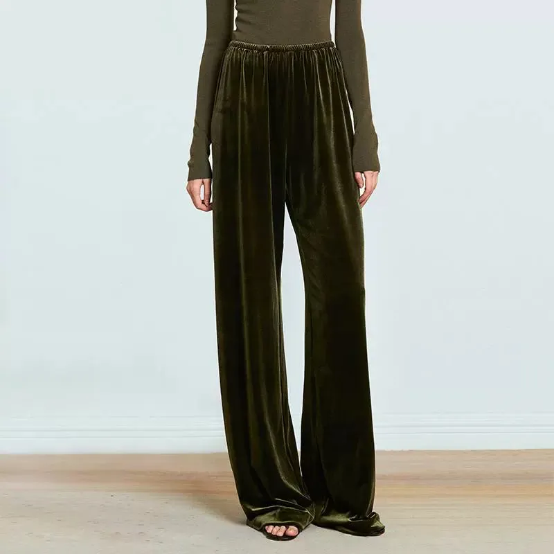 Wide-Leg Velvet Pants
