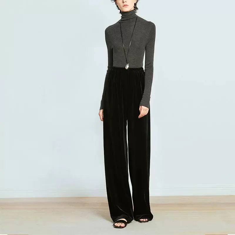 Wide-Leg Velvet Pants