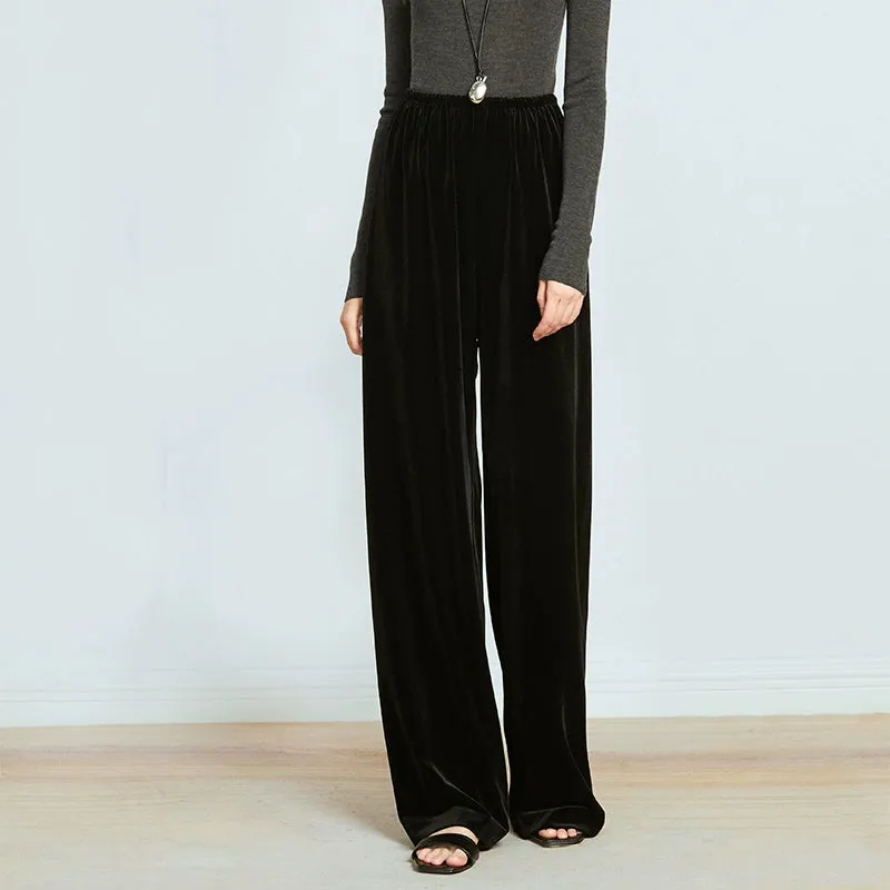 Wide-Leg Velvet Pants