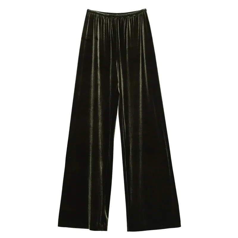 Wide-Leg Velvet Pants