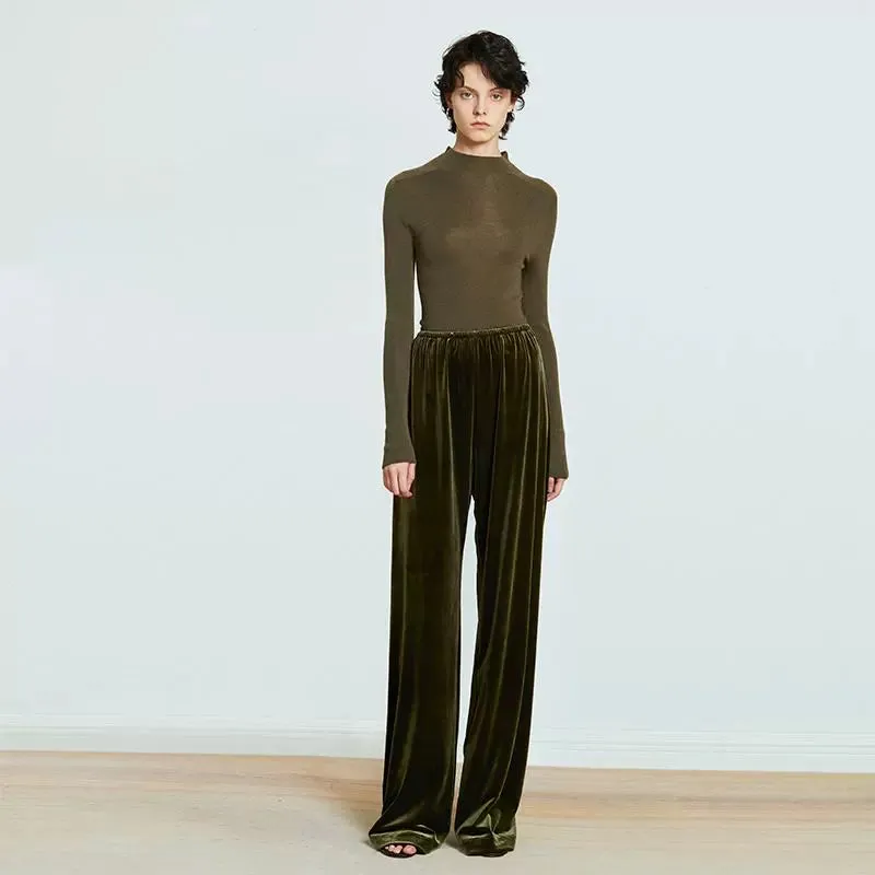 Wide-Leg Velvet Pants