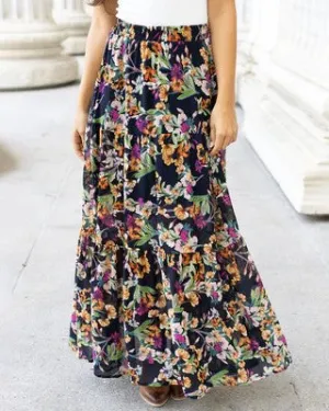 Wild Fields Autumn Floral Maxi Skirt