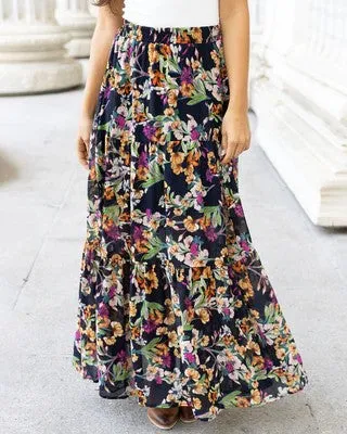 Wild Fields Autumn Floral Maxi Skirt