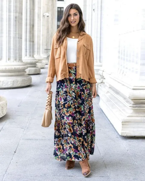 Wild Fields Autumn Floral Maxi Skirt