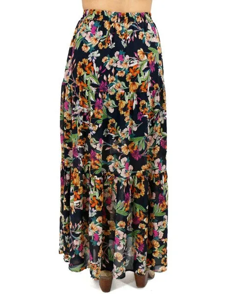 Wild Fields Autumn Floral Maxi Skirt