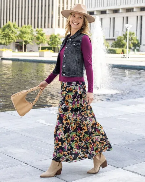 Wild Fields Autumn Floral Maxi Skirt