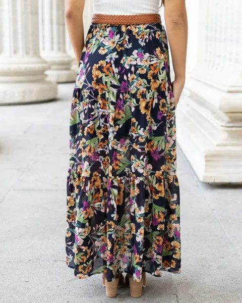Wild Fields Autumn Floral Maxi Skirt