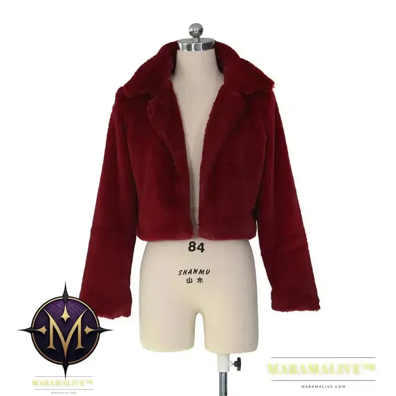 Women Faux Fur Coats Long Sleeve Furry Cropped Jacket Open Stitch Fluffy Overcoat Casual Outdoor Wear