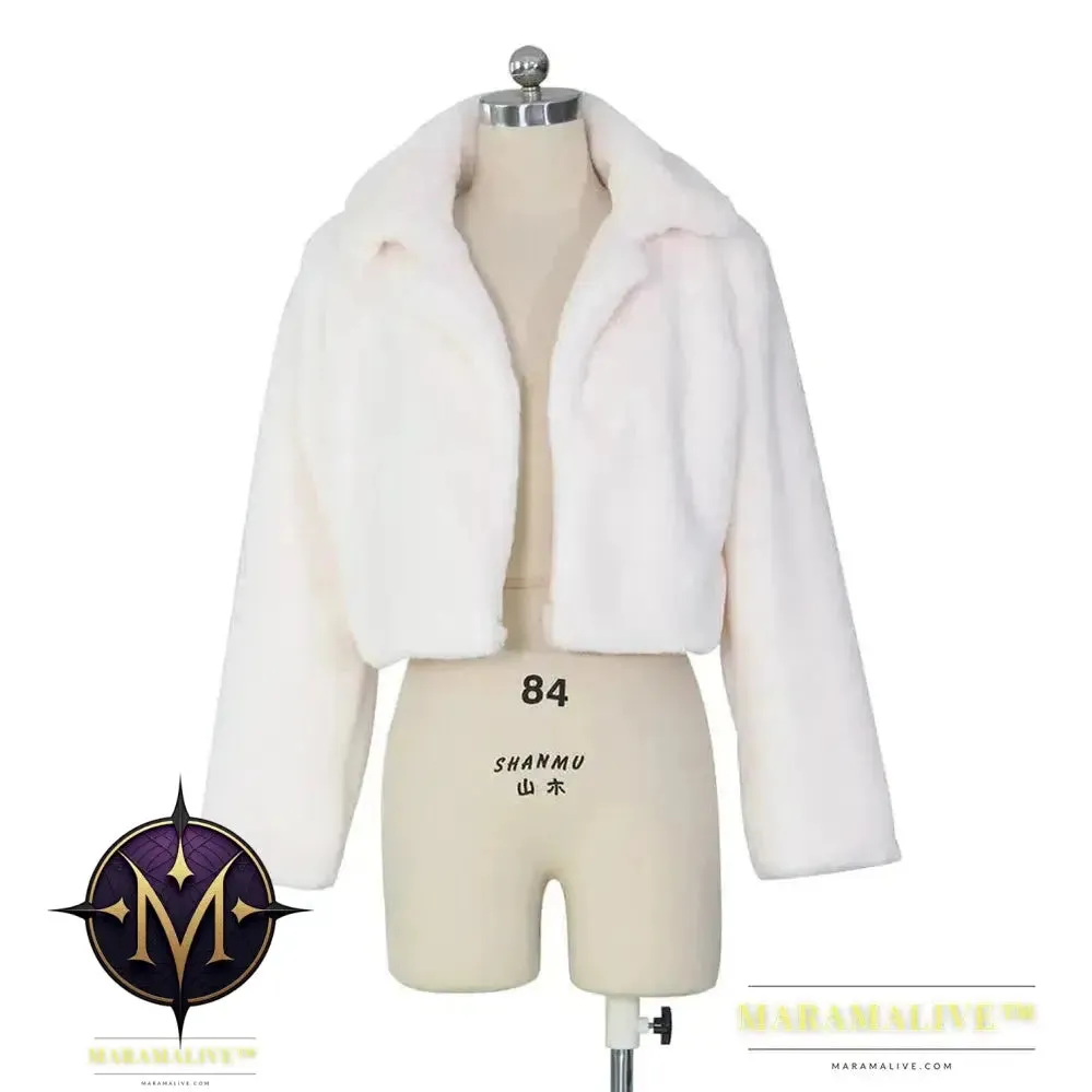 Women Faux Fur Coats Long Sleeve Furry Cropped Jacket Open Stitch Fluffy Overcoat Casual Outdoor Wear