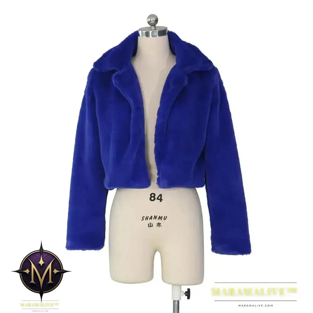 Women Faux Fur Coats Long Sleeve Furry Cropped Jacket Open Stitch Fluffy Overcoat Casual Outdoor Wear