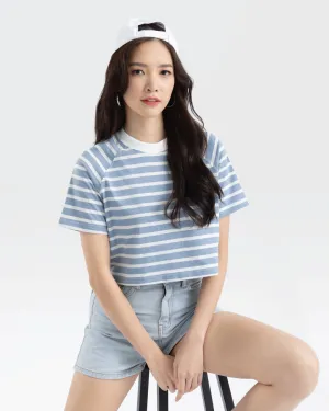 Women Raglan Cropped Top (Stripe)